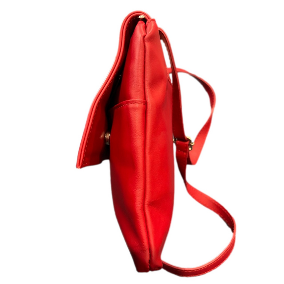 Red Leather Crossbody Bag | Made in Greece | Soft Genuine Leather | NWOT - Picture 4 of 13